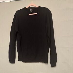 Jos A Bank Black Vneck Men Large 100% Italian Merino Wool Sweater Top